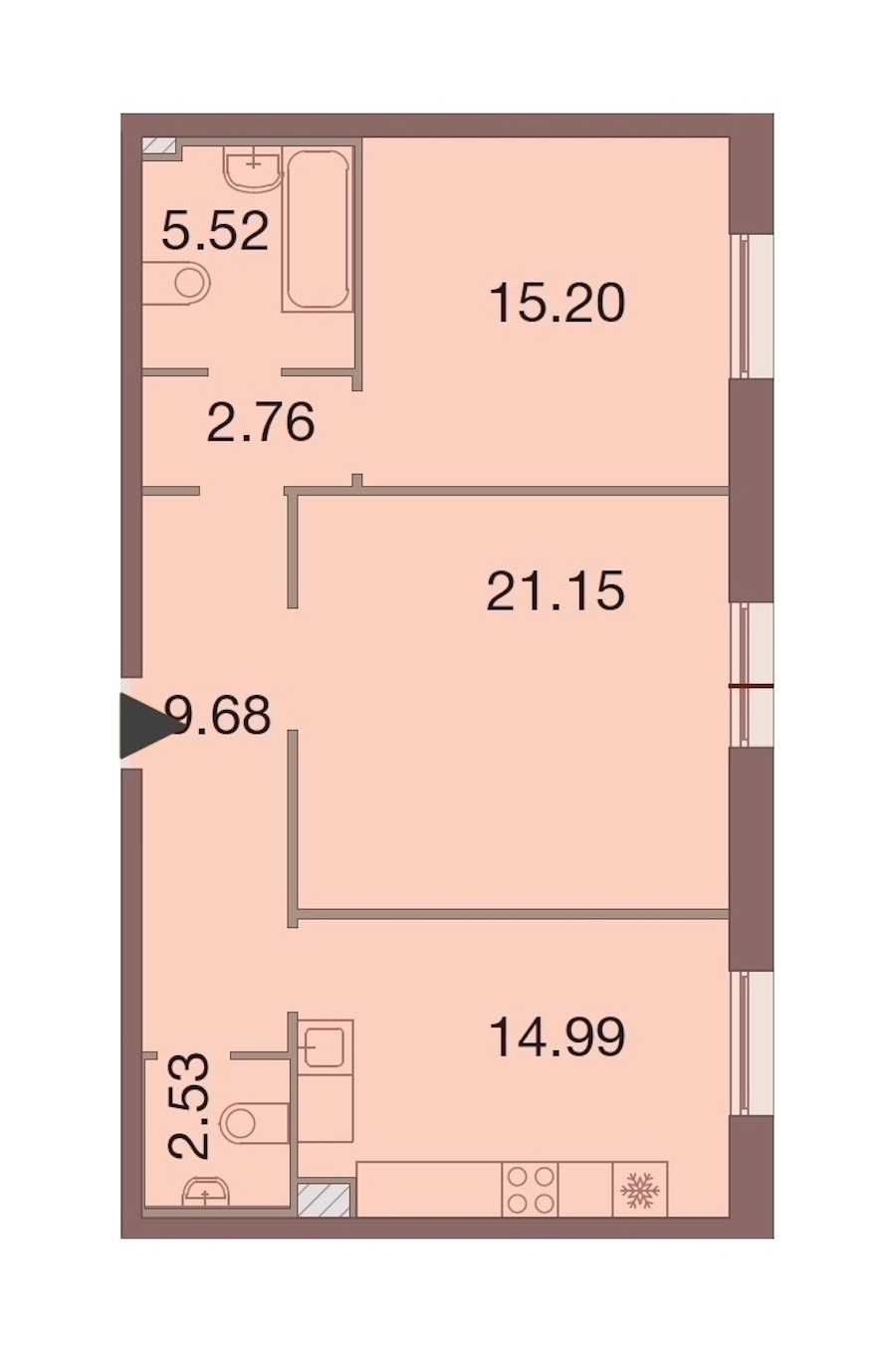 Двухкомнатная квартира в : площадь 71.83 м2 , этаж: 3 – купить в Санкт-Петербурге